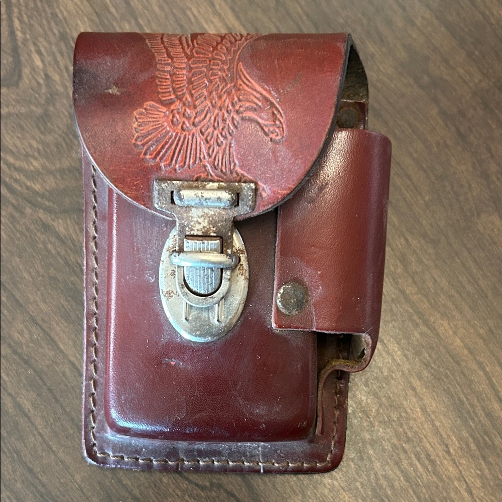 3/$20 Vintage Leather Pocket Square (cig) Holder